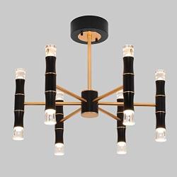 Joyxeon Modern 12-Light Black Chandelier, LED Pendant Lighting, Gothic Dining Room Chandeliers, Post Flush Mount Ceiling Light Fixture for Living Room Kitchen Bedroom Entryway, 3000K High Brightness