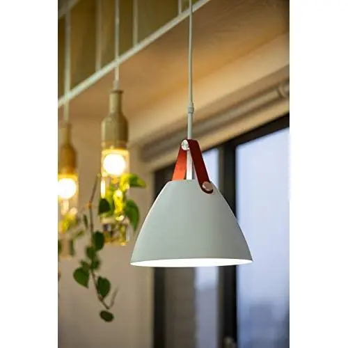 AIDOS White Hanging Light Fixture, Mini Pendant Light for Bedroom and Kitchen, Ceiling Lamp with Adjustable Cord