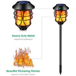 TomCare Solar Lights Metal Flickering Flame Solar Torches Lights Waterproof Outdoor Heavy Duty Lighting Solar Pathway Lights Landscape Lighting Dusk to Dawn Auto On/Off for Garden Patio Yard, 4 Pack