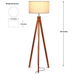 Brightech Eden Tripod LED Floor Lamp – Mid Century Dimmable Modern Light for Contemporary Living Rooms - Tall Free Standing Lamp with Solid Wood Legs for Bedroom, Office - Havana Brown