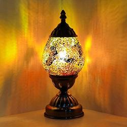 Marrakech Turkish Lamp Mosaic Egg Shaped Glass Decorative Table Lamp for Bedroom, Living Room, Home Decor Easter Eggs Night Light Gifts for Women, Men (Multi-Colored)