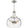 Charleston Satin Nickel Pendant Chandelier 16'' Wide Rustic Farmhouse Seeded Clear Glass LED 3-Light Fixture for Dining Room House Island Entryway Bedroom Living Room - Franklin Iron Works