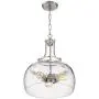 Charleston Satin Nickel Pendant Chandelier 16'' Wide Rustic Farmhouse Seeded Clear Glass LED 3-Light Fixture for Dining Room House Island Entryway Bedroom Living Room - Franklin Iron Works