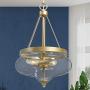 GEPOW Gold Modern Chandelier, Glass Pendant Lighting Fixture for Dining Room, Entryway, Living Room, Kitchen, Bedroom, 3 Lights