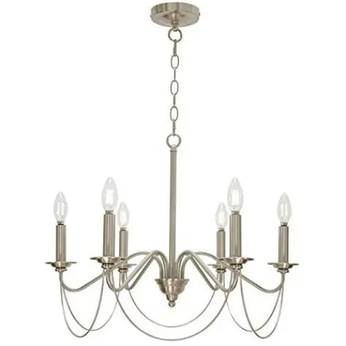 BONLICHT 6 Light Farmhouse Chandelier Modern Kitchen Island Pendant Lighting Brushed Nickel Industrial Candle Chandelier Classic Dining Room Light Fixture Hanging Ceiling Light for Living Room Foyer BONLICHT 6 Light Farmhouse Chandelier Modern Kitchen Island Pendant Lighting Brushed Nickel Industrial Candle Chandelier Classic Dining Room Light Fixture Hanging Ceiling Light for Living Room Foyer