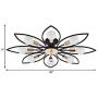 LITFAD Flower Semi Flush Mount Ceiling Light Metal 8 Lights Modern Ceiling Lamp Fixture Living Room Lamp LED Pandent Light in Black for Dinning Room Bedroom Restaurant