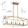 KSANA Gold Chandelier, Island Lights for Kitchen, 5-Light Modern Linear Chandeliers, 30” Large Metal Rectangle Light Fixture for Dining Room