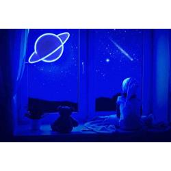 Planet Neon Signs Planet Neon Light Led Signs, Battery or USB Operated Planet Lamp Neon Lights Light up for Home,Kids Room,Bar,Festive Party,Christmas (Blue)