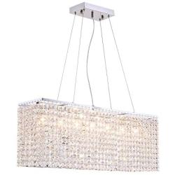 NOXARTE Modern Rectangular Chandelier Crystal Light LED Indoor Ceiling Hanging Lighting for Dining Room L31.5''xW7.8''xH11.8''