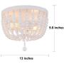 HMVPL 2-Lights Wooden Farmhouse Close to Ceiling Lights, White Wood Pendant Lighting Fixtures Swag Chandeliers Hanging Lamp for Kitchen Island Dining Room Bedroom Foyer Hallway Front Door