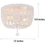 HMVPL 2-Lights Wooden Farmhouse Close to Ceiling Lights, White Wood Pendant Lighting Fixtures Swag Chandeliers Hanging Lamp for Kitchen Island Dining Room Bedroom Foyer Hallway Front Door