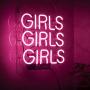 Neon Signs Girl Girls Girls Girls Neon Signs Girl Wall Decor Neon Light Sign Led Sign for Bedroom Neon Words Cool Art Neon Sign Cute Neon Lamps Home Room Beer Bar Custom Red Neon Wall Light 12''x10.6''
