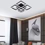Modern LED Ceiling Light, Garwarm Black Flush Mount Light Fixtures,64W Ceiling Lamp for Living Room Bedroom Dining Room, 5 Square Metal Acrylic Surface Mount Chandelier Cool White 6000K