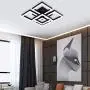Modern LED Ceiling Light, Garwarm Black Flush Mount Light Fixtures,64W Ceiling Lamp for Living Room Bedroom Dining Room, 5 Square Metal Acrylic Surface Mount Chandelier Cool White 6000K