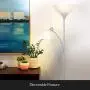 Brightech Sky Dome Plus - Super Bright LED Torchiere & Reading Floor Lamp - Dimmable Modern Standing Pole Lamp for Office, Living Room – Tall Mother-Daughter Lights for Bedroom Night Lighting – Silver