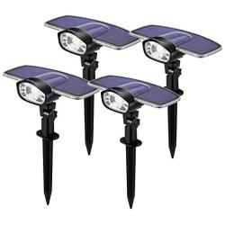 GUMGLEX Solar Landscape Lights Outdoor - 10 LED Spot Wall Lights 2-in-1 IP67 Waterproof - Intelligent ON/Off Sensors - Transparent Top Cover - 6500K - Cold White - 4 Pack