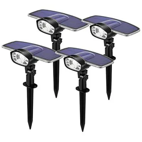 GUMGLEX Solar Landscape Lights Outdoor - 10 LED Spot Wall Lights 2-in-1 IP67 Waterproof - Intelligent ON/Off Sensors - Transparent Top Cover - 6500K - Cold White - 4 Pack GUMGLEX Solar Landscape Lights Outdoor - 10 LED Spot Wall Lights 2-in-1 IP67 Waterproof - Intelligent ON/Off Sensors - Transparent Top Cover - 6500K - Cold White - 4 Pack