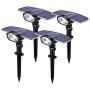 GUMGLEX Solar Landscape Lights Outdoor - 10 LED Spot Wall Lights 2-in-1 IP67 Waterproof - Intelligent ON/Off Sensors - Transparent Top Cover - 6500K - Cold White - 4 Pack