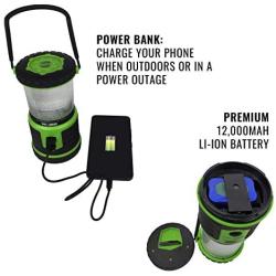 Tough Light USB Rechargeable LED Lantern - Hanging Tent Lamp for Camping, Outdoors, Hurricane or Power Outage - 400 Hours of Light from One Charge! Candle Feature - 1,000 Lumens - 2 Year Warranty