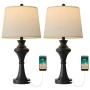 Oneach USB Table Lamp Modern Table Lamps Set of 2 for Living Room with USB Charging Port Bedside Lamp Fabric Drum Shade Accent Lamp Light for Bedroom Black Oneach USB Table Lamp Modern Table Lamps Set of 2 for Living Room with USB Charging Port Bedside Lamp Fabric Drum Shade Accent Lamp Light for Bedroom Black