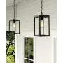 Beionxii Outdoor Pendant Light, Modern Exterior Hanging Porch Lantern, Sanded Black Aluminum with Clear Cylinder Glass - A291H-1PK