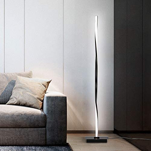 LED Floor Lamp Modern Tall Standing Dimmable Indoor Pole Uplight Lamp 20W 1395LM Contemporary for Living Room Bright Lighting Fixture Bedrooms Reading Piano Room Offices USA Stock (Black)