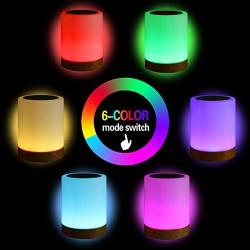 Night Light, Lightimes Touch Lamp for Bedrooms Living Room Portable Table Bedside Lamps with USB Rechargeable Internal Battery Dimmable Warm White Light & Color Changing RGB … (Wood)