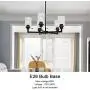 VINLUZ Farmhouse Chandeliers Black 5 Light Dining Room Lighting Fixtures Hanging Modern Industrial Pendant Lighting with Clear Glass Shade for Living Room Kitchen Island Bedrooms