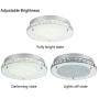 Crystal Chandelier 13-Inch Minimalis LED Ceiling Light Dimmable Auffel Flush Mount Light Fixture 2640LM 4000K Daylight White Glass Steel Chandelier for Kitchen Island,Garage,Bedroom,Hallway