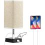 Touch Control Table Lamp,Dimmable Bedside Table Lamp , with AC Outlet & 2 Charging USB Ports Fabric Shade Modern Lamp for Bedroom Office Living Room,Included Dimmable LED Bulb