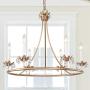 LOG BARN Large Gold Chandelier, Round Chandelier with Crystal Pendants for Dining Room, Kitchen Island, 29.5” Dia