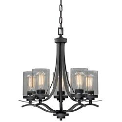 VAXCEL Bronze Kitchen Light Fixtures - Fremont Oil Rubbed Bronze Chandelier Farmhouse Ceiling Light with Clear Glass Shades for Dining Room Lighting, Kitchen Lighting, and Bedroom Lighting