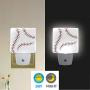 Vdsrup Baseball Night Light Set of 2 Sports Ball Lace Plug in LED Nightlights Auto Dusk-to-Dawn Sensor Lamp for Bedroom Bathroom Kitchen Hallway Stairs