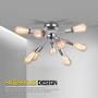 LIGHTESS Sputnik Ceiling Light Vintage Semi Flush Mount Ceiling Light with 9 UL Sockets Industrial Sputnik Ceiling Lighting Chrome Finished E26 Base for Kitchen Dinning Living Room