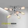 LIGHTESS Sputnik Ceiling Light Vintage Semi Flush Mount Ceiling Light with 9 UL Sockets Industrial Sputnik Ceiling Lighting Chrome Finished E26 Base for Kitchen Dinning Living Room