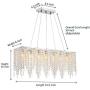 Moooni Rectangular Crystal Chandelier Modern Rectangle Linear Chandeliers Raindrop Island Lighting Fixture for Dining Room Kitchen L31.5'' x W8'' 7 Lights