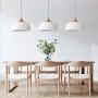 tomons Pendant Light Modern Lantern Lighting with LED Bulb, Wood Pattern Dome Minimalist Style Ceiling Hanging Lamp for Kitchen Island, Dining Room, Living Room, Bedroom, Coffee Bar - White