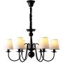 7PM Industrial Vintage 6-Lights Candle Chandeliers Lighting LED Ceiling Light Fixture Pendant for Dining Room Bathroom Bedroom Livingroom E12 Bulbs Required Antique Black Finish W30 x H18