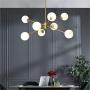 BOKT Mid Century Modern Chandelier 6 Lights Magic Bean Molecular Chandelier Globe Chandeliers Light Fixture for Living Room Restaurant Kitchen Island E26 Base (Gold, 8 Lights)