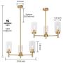 VINLUZ 3 Lights Modern Chandeliers Metal Light Fixtures Ceiling Brushed Brass Industrial Pendant Lighting for Dinging Room Living Room Kitchen Bedroom Hallway