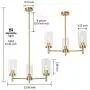 VINLUZ 3 Lights Modern Chandeliers Metal Light Fixtures Ceiling Brushed Brass Industrial Pendant Lighting for Dinging Room Living Room Kitchen Bedroom Hallway