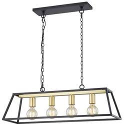 WOXXX Black Farmhouse Kitchen Island Lighting Modern Chandelier Industrial Ceiling Light Fixtures for Dining Room Living Room Foyer Bar Restaurant (4-Light)