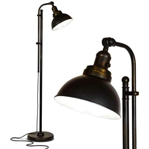 Brightech Dylan - Industrial Floor Lamp for Living Rooms & Bedrooms - Rustic Farmhouse Reading Lamp - Standing, Adjustable Head Indoor Pole Lamp