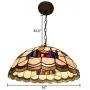 CraftThink Pendant Lighting LED Chandelier Light Antique Tiffany Art 16''W Dome Shade Stained Glass with Poker Portrait 2 Lights Hanging Light for Dining Living Cafe Room Restaurant - TYP C