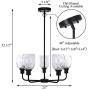 XiNBEi Lighting Chandeliers, Black Chandelier 5 Light, Pendant Lighting with Glass for Living & Dining Room XB-C1210-5-MBK