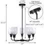 XiNBEi Lighting Chandeliers, Black Chandelier 5 Light, Pendant Lighting with Glass for Living & Dining Room XB-C1210-5-MBK