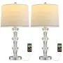 BOBOMOMO Modern Crystal USB Table Lamps Set of 2 for Living Room Bedroom 26''