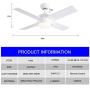 Ceiling Fan with Lights and Remote Control,SNJ 44 Inch Modern Ceiling Fan for Living Room Bedroom Dining Room,Indoor(White)