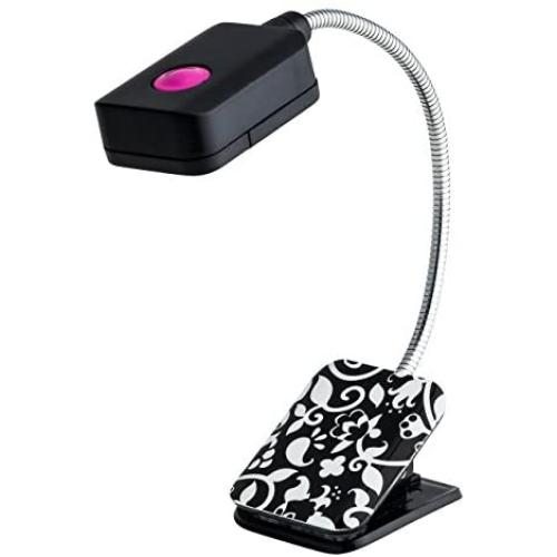 WITHit French Bull Clip On Book Light – Black/White – Square LED Reading Light for Books and eBooks, Reduced Glare, Portable and Lightweight, Cute Bookmark Light for Kids & Adults, Batteries Included