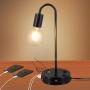 Industrial Table Lamp, 3 Way Dimmable Touch Control Table Lamp with 2 USB Charging Ports & 2 AC Outlet, Vintage Bedside Nightstand Lamp for Farmhouse Bedroom Living Room, LED Edison Bulb Included
